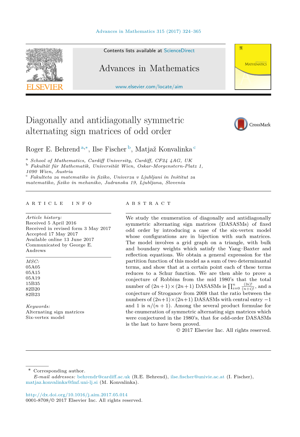 Diagonally and Antidiagonally Symmetric Alternating Sign Matrices of Odd Order