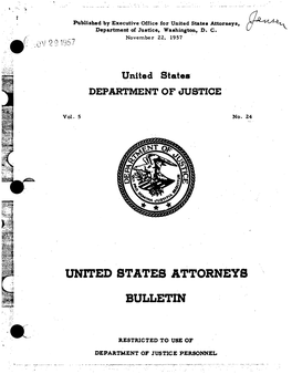 United States Attorneys Department of Justice Washixtgton November 22 1957
