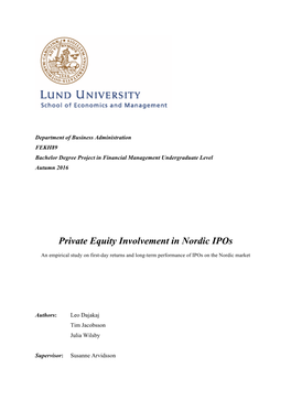 Private Equity Involvement in Nordic Ipos