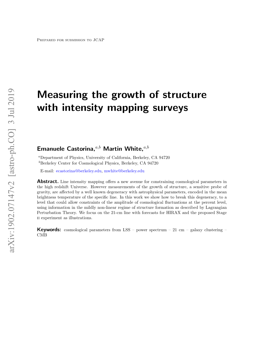 Measuring the Growth of Structure with Intensity Mapping Surveys