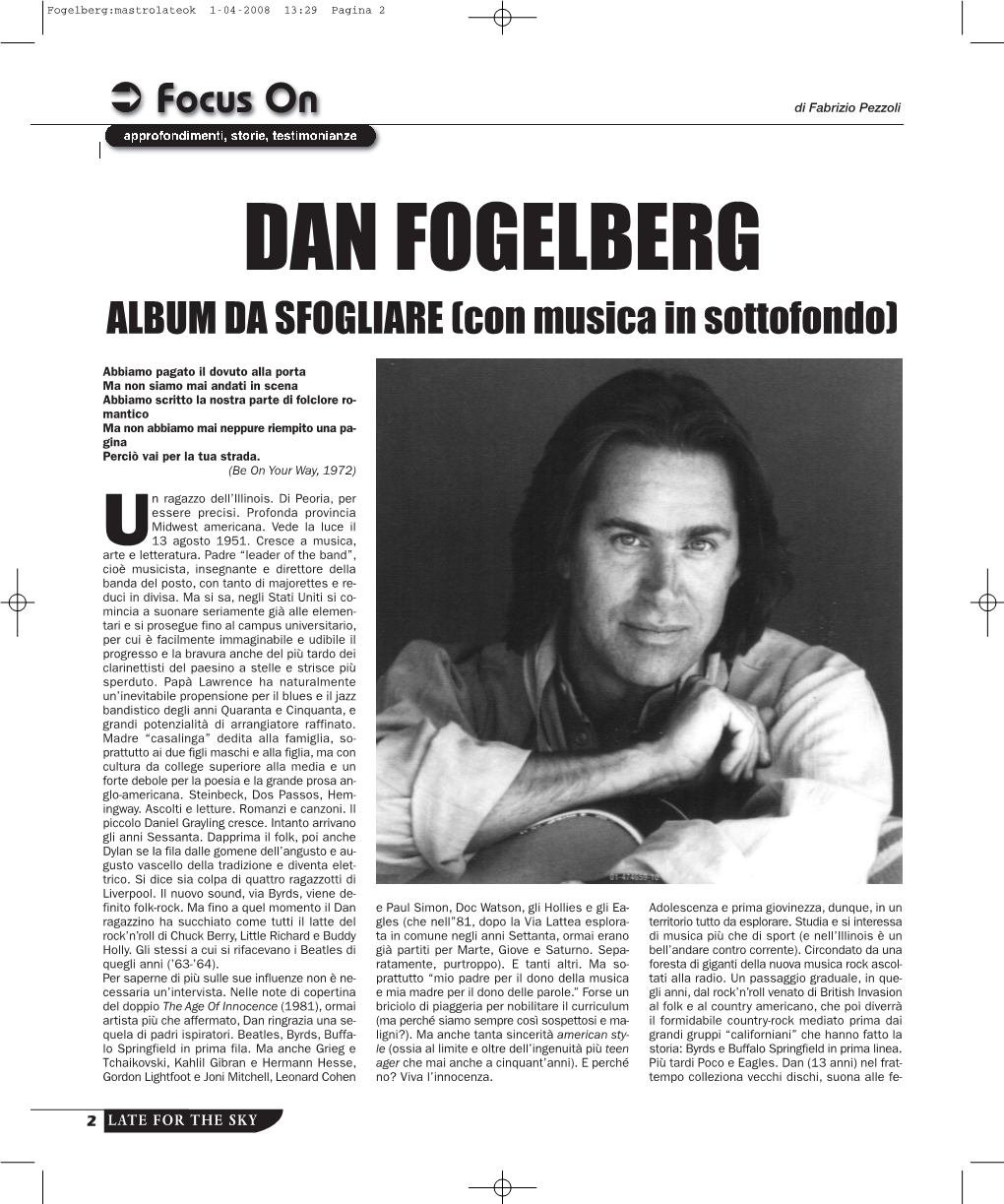 DAN FOGELBERG ALBUM DA SFOGLIARE (Con Musica in Sottofondo)