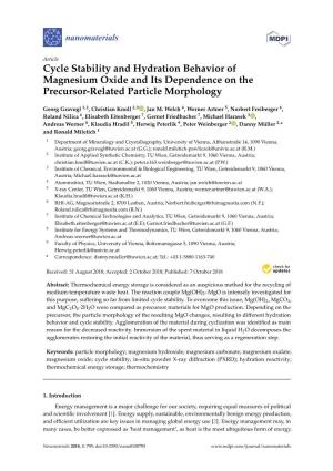 Cycle Stability and Hydration Behavior of Magnesium Oxide and Its Dependence on the Precursor-Related Particle Morphology