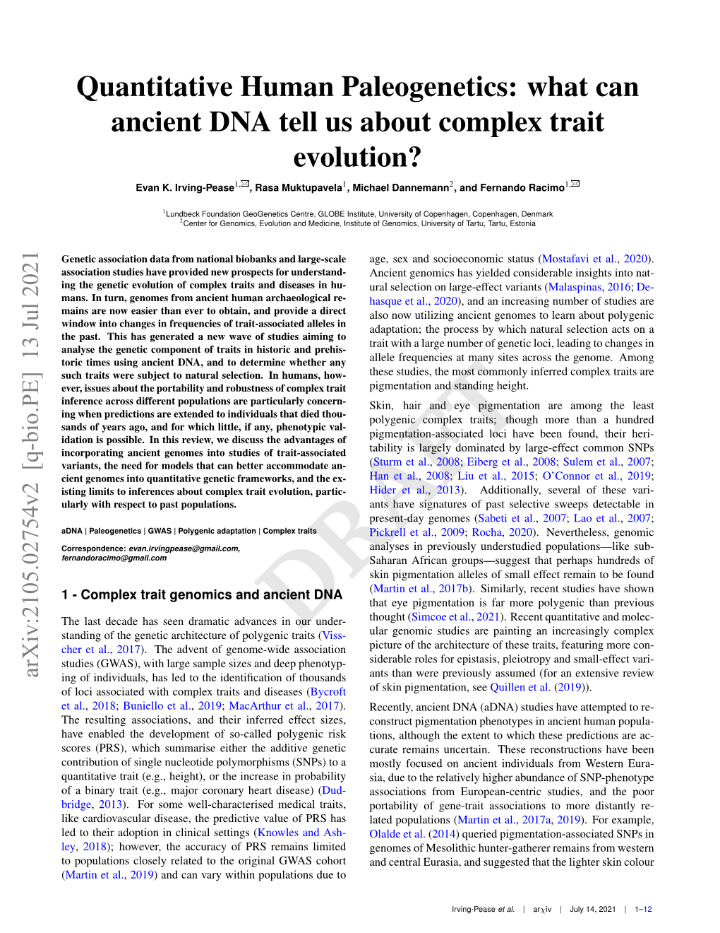 What Can Ancient DNA Tell Us About Complex Trait Evolution?