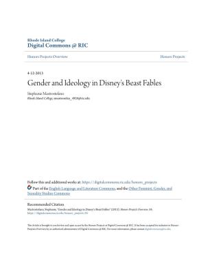 Gender and Ideology in Disney's Beast Fables Stephanie Mastrostefano Rhode Island College, Smastrosefan 4920@Ric.Edu