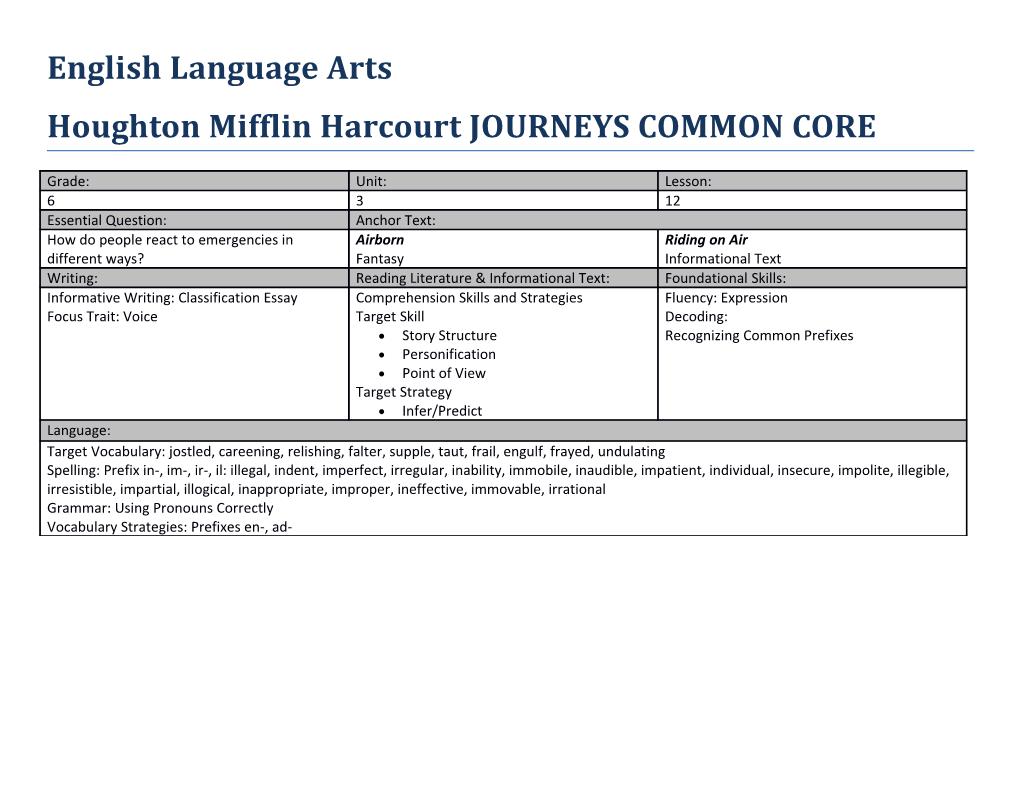 Houghton Mifflin Harcourt JOURNEYS COMMON CORE s1