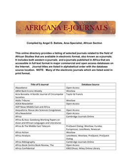 Africana E-Journals Finding