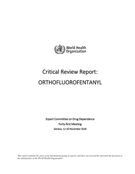 Critical Review Report: ORTHOFLUOROFENTANYL