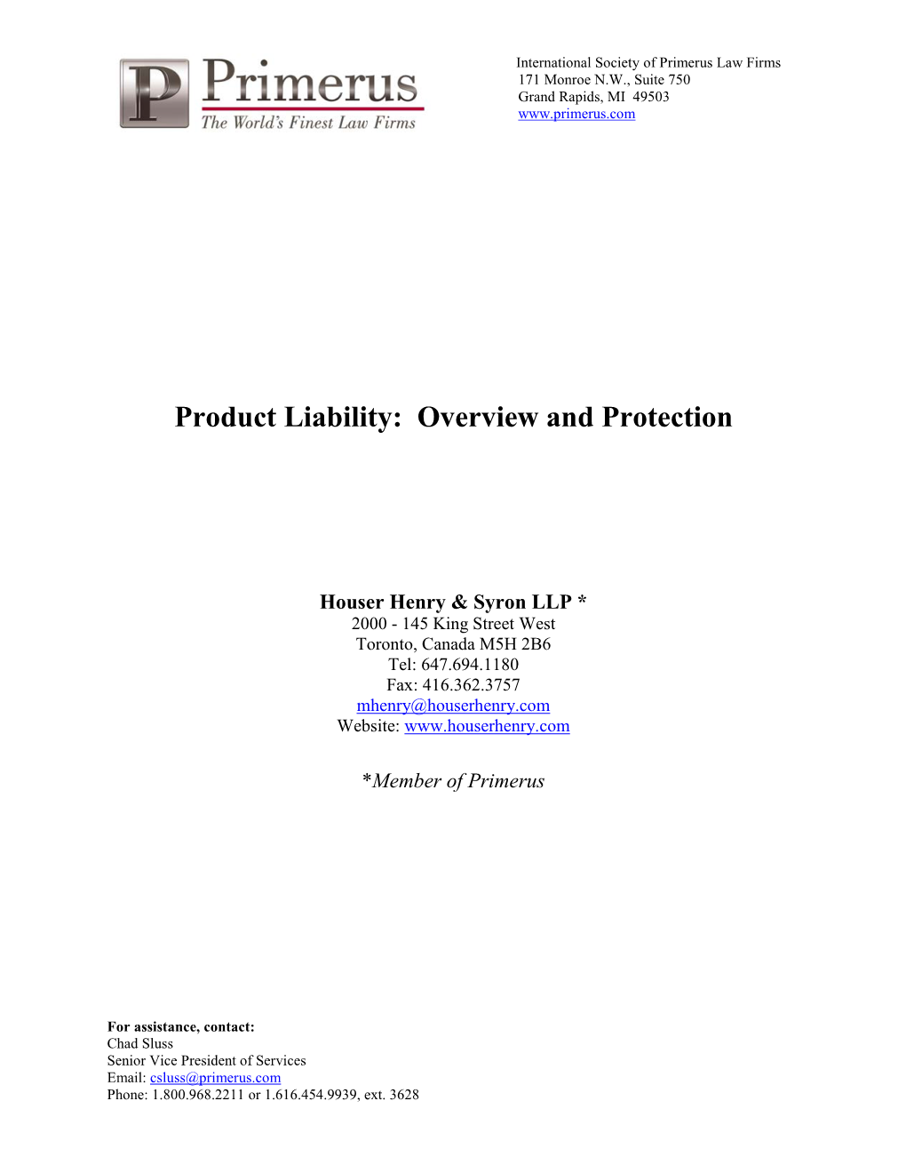 Product Liability: Overview and Protection