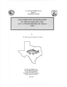 OONTAMINANTS Investigi\:TI0N of the GUADALUPE and SAN ANTONIO I'i}U\Ters of TEXAS 1992