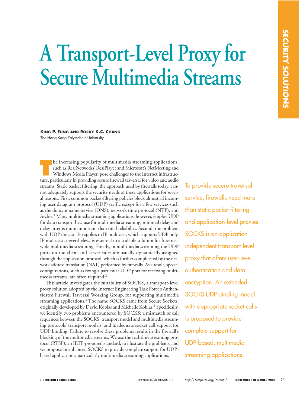 A Transport-Level Proxy for Secure Multimedia Streams