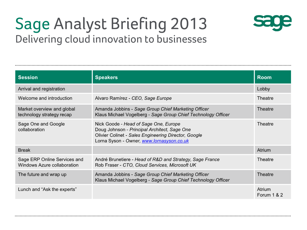 Sage ERP Online Services Outlook