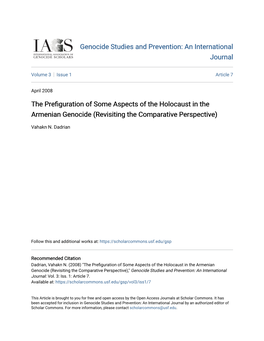 The Prefiguration of Some Aspects of the Holocaust in the Armenian Genocide (Revisiting the Comparative Perspective)