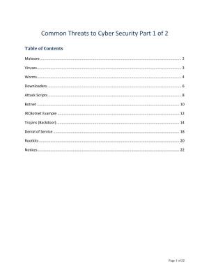 Common Threats to Cyber Security Part 1 of 2