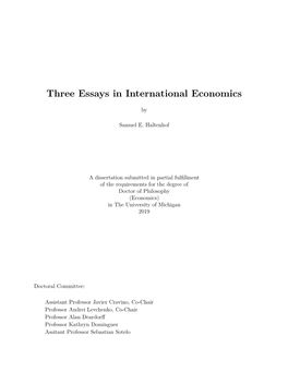 Three Essays in International Economics