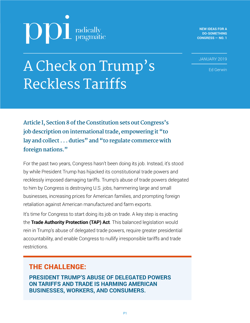 A Check on Trump's Reckless Tariffs