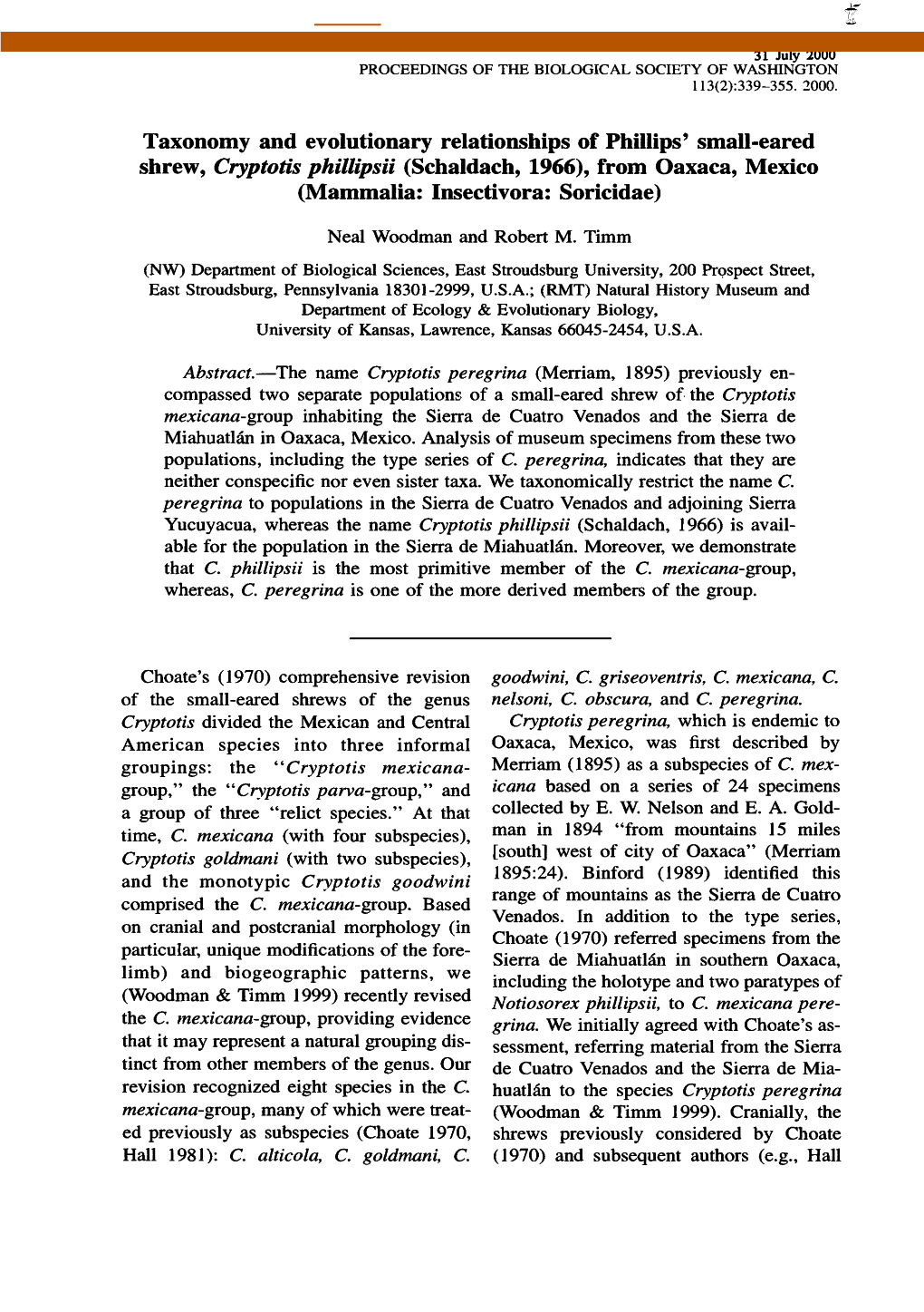 Taxonomy and Evolutionary Relationships of Phillips