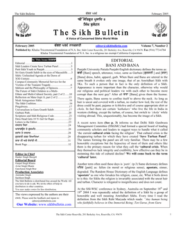 The Sikh Bulletin P`Gx 536 February 2005