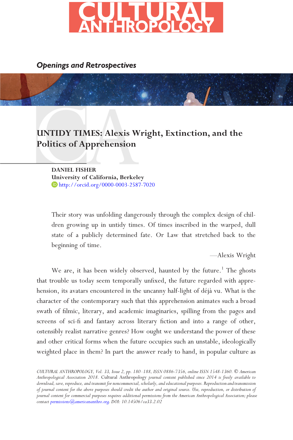 Alexis Wright, Extinction, and the Politics of Apprehension