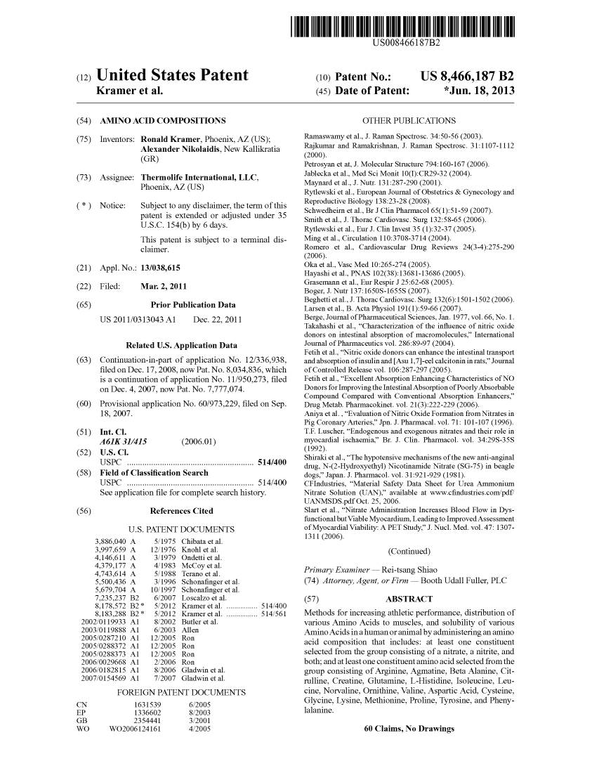 (12) United States Patent (10) Patent No.: US 8,466,187 B2 Kramer Et Al