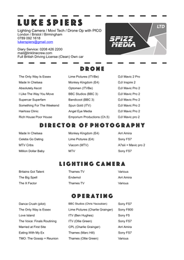 Luke Spiers CV DP:Op:Drone