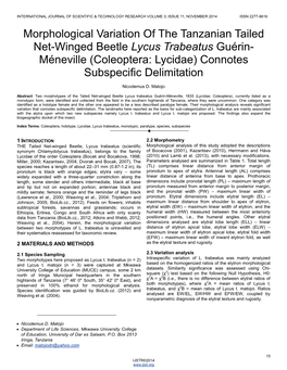 Coleoptera: Lycidae) Connotes Subspecific Delimitation