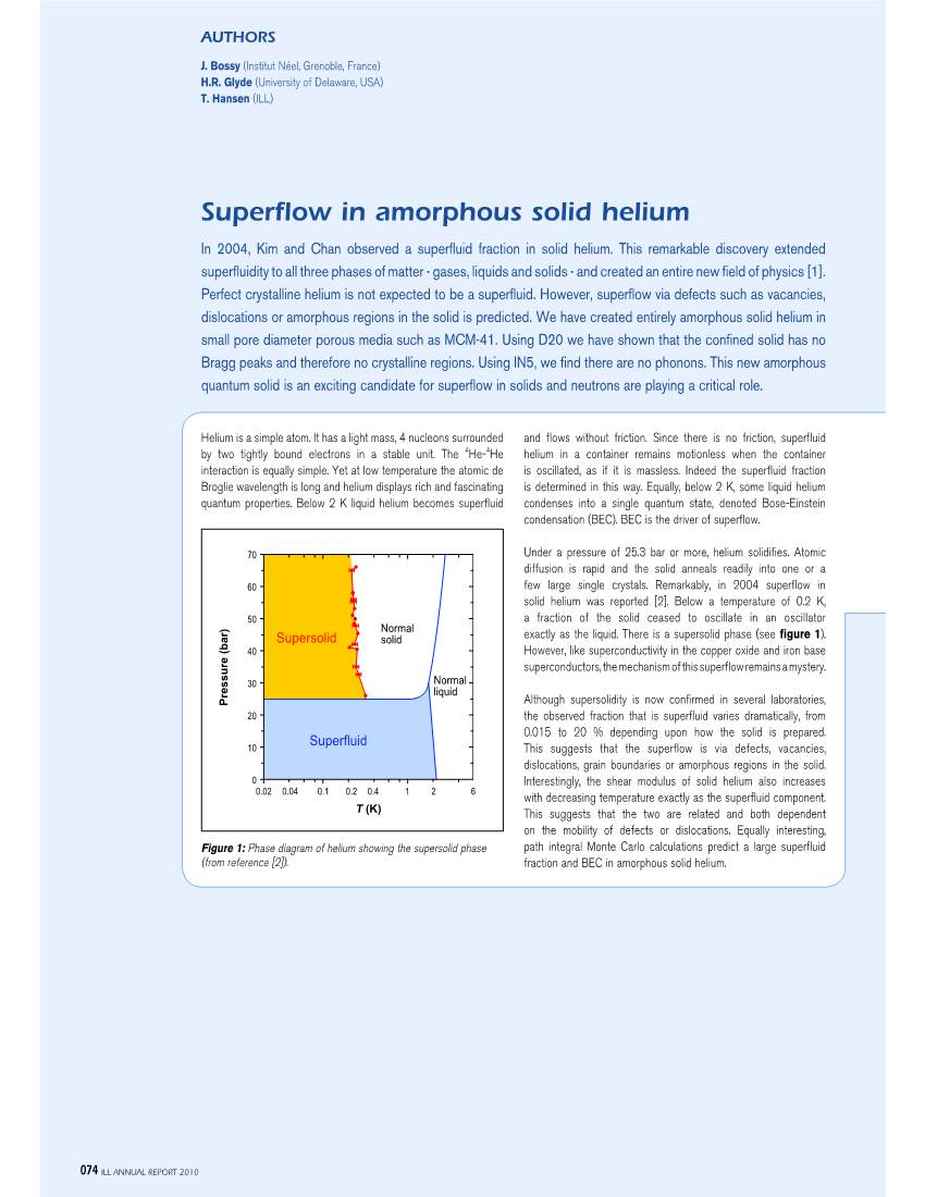 Superflow in Amorphous Solid Helium in 2004, Kim and Chan Observed a Superfluid Fraction in Solid Helium
