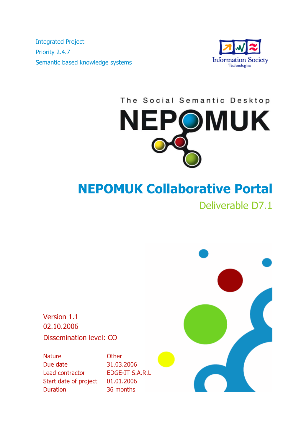 NEPOMUK Collaborative Portal Deliverable D7.1