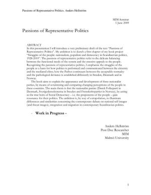 Passions of Representative Politics