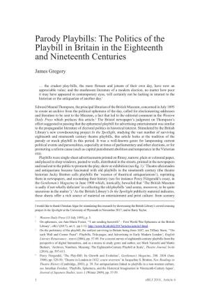 The Politics of the Playbill in Britain in the Eighteenth and Nineteenth Centuries
