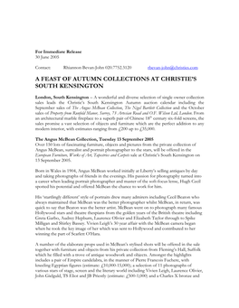 A Feast of Autumn Collections at Christie's