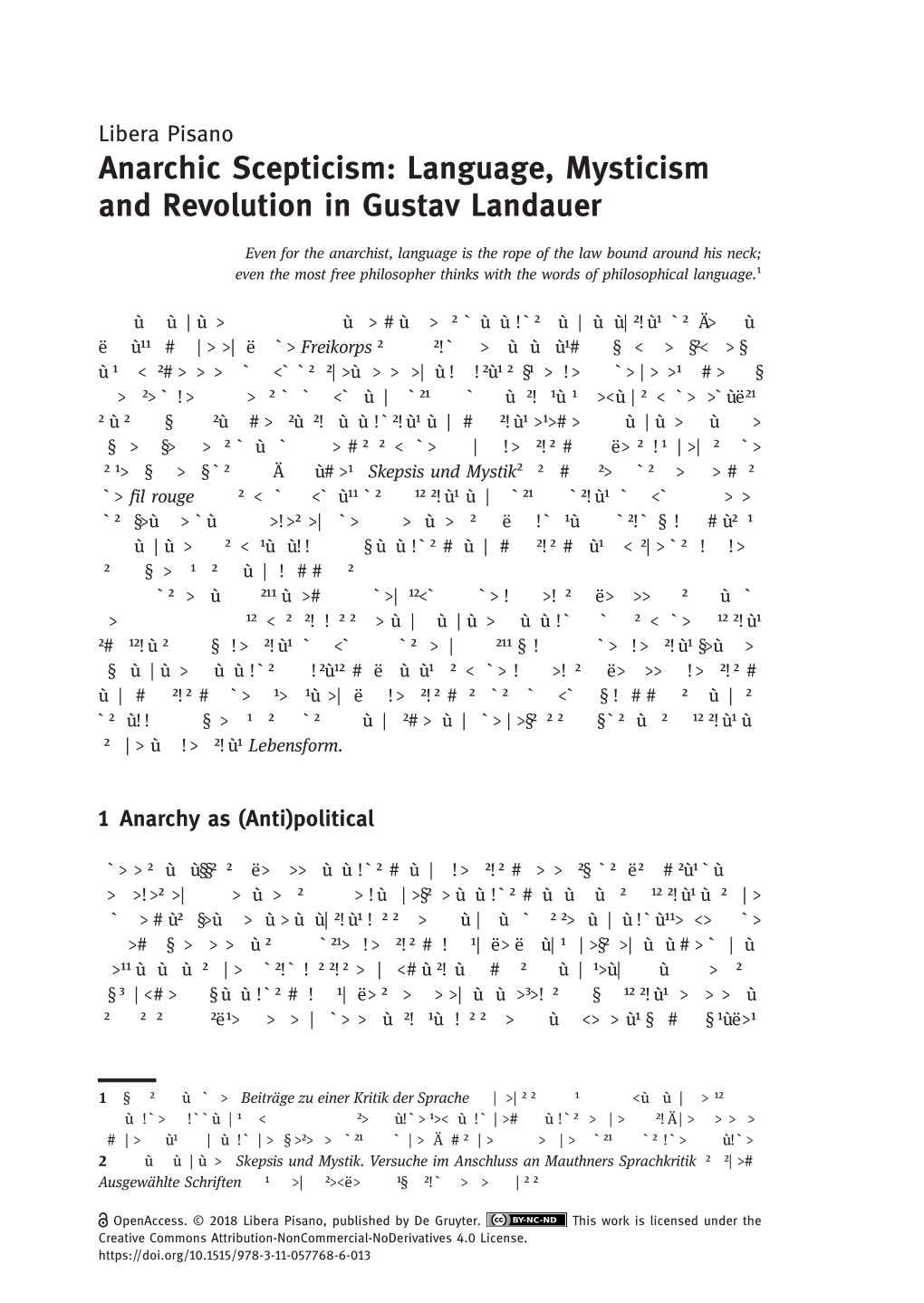 Language, Mysticism and Revolution in Gustav Landauer