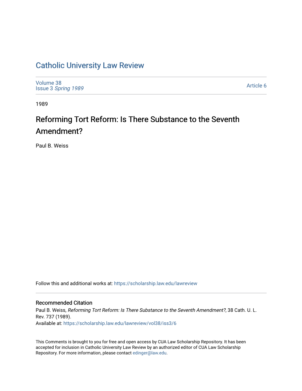 Reforming Tort Reform: Is There Substance to the Seventh Amendment?