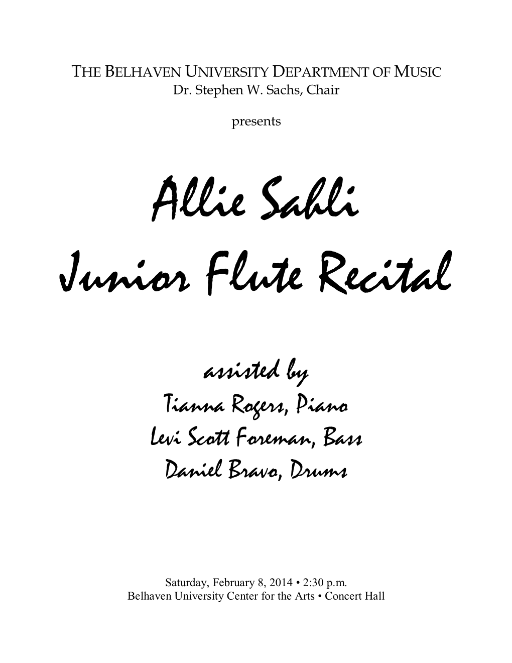 Allie Sahli Junior Flute Recital