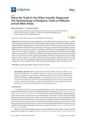 When the Truth Is Not What Actually Happened: the Epistemology of Religious Truth in Orthodox Jewish Bible Study