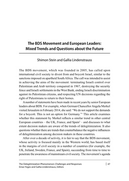 I 47 the BDS Movement and European Leaders