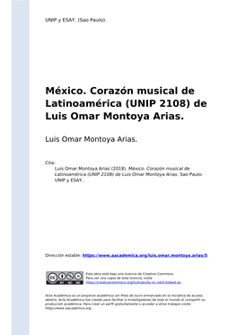 México. Corazón Musical De Latinoamérica (UNIP 2108) De Luis Omar Montoya Arias