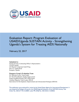 Program Evaluation of USAID/Uganda SUSTAIN Activity