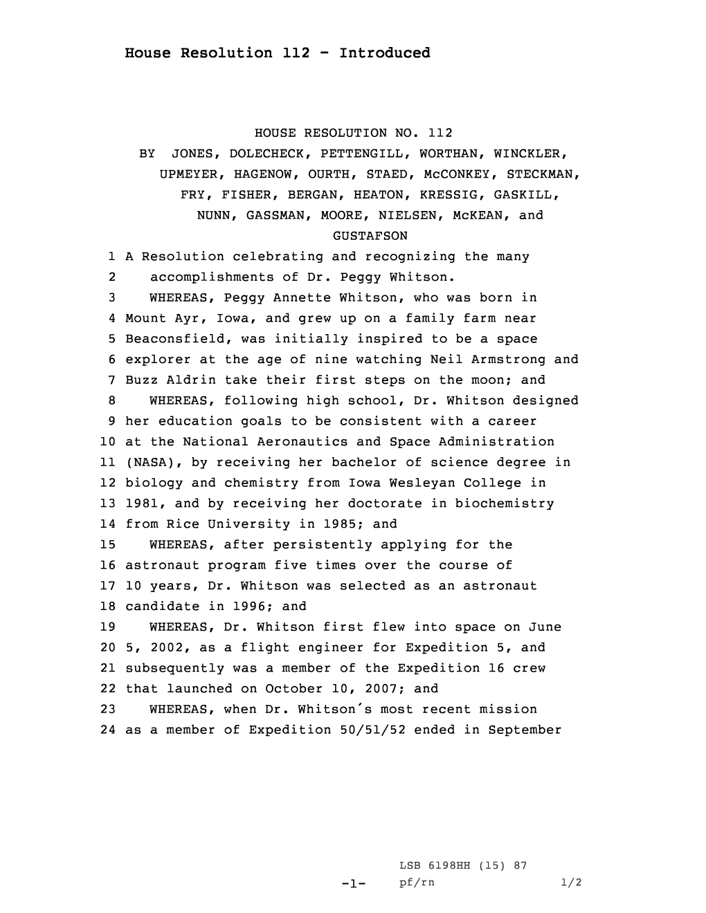 House Resolution 112 - Introduced