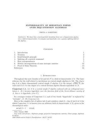 Hyperbolicity of Hermitian Forms Over Biquaternion Algebras