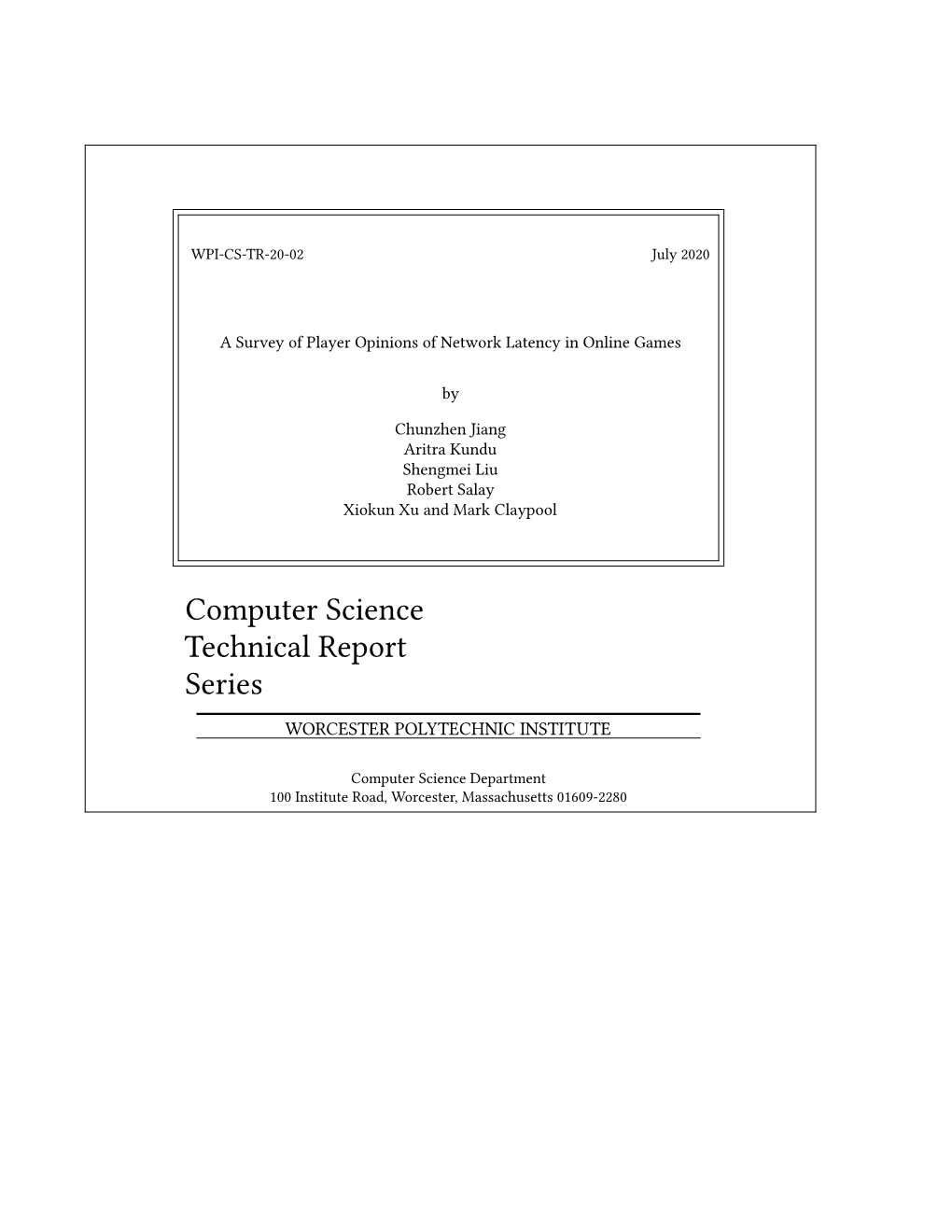 Computer Science Technical Report Series