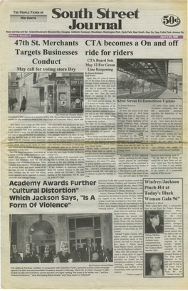 South Street Journal News Serving and For: Grand Boulevard (Bronzeviile), Douglas, Oakland, Kenwood, Woodiawn, Washington Park, Hyde Park, Near South, Gap, So
