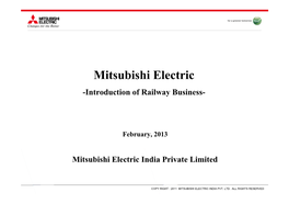 Mitsubishi Electric -Introduction of Railway Business