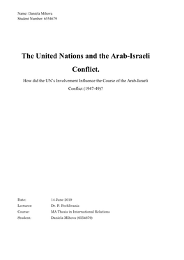 The United Nations and the Arab-Israeli Conflict