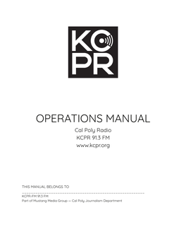 KCPR Operations Manual (Revised 2021)
