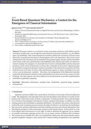 Event-Based Quantum Mechanics: a Context for the Emergence of Classical Information