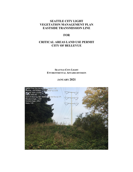 Seattle City Light Vegetation Management Plan Eastside Transmission Line