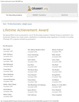 Lifetime Achievement Award | GRAMMY.Org