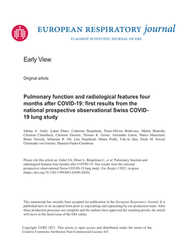 Pulmonary Function and Radiological Features Four Months After COVID-19: First Results from the National Prospective Observational Swiss COVID- 19 Lung Study