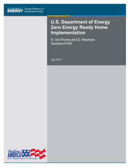 U.S. Department of Energy Zero Energy Ready Home Implementation E