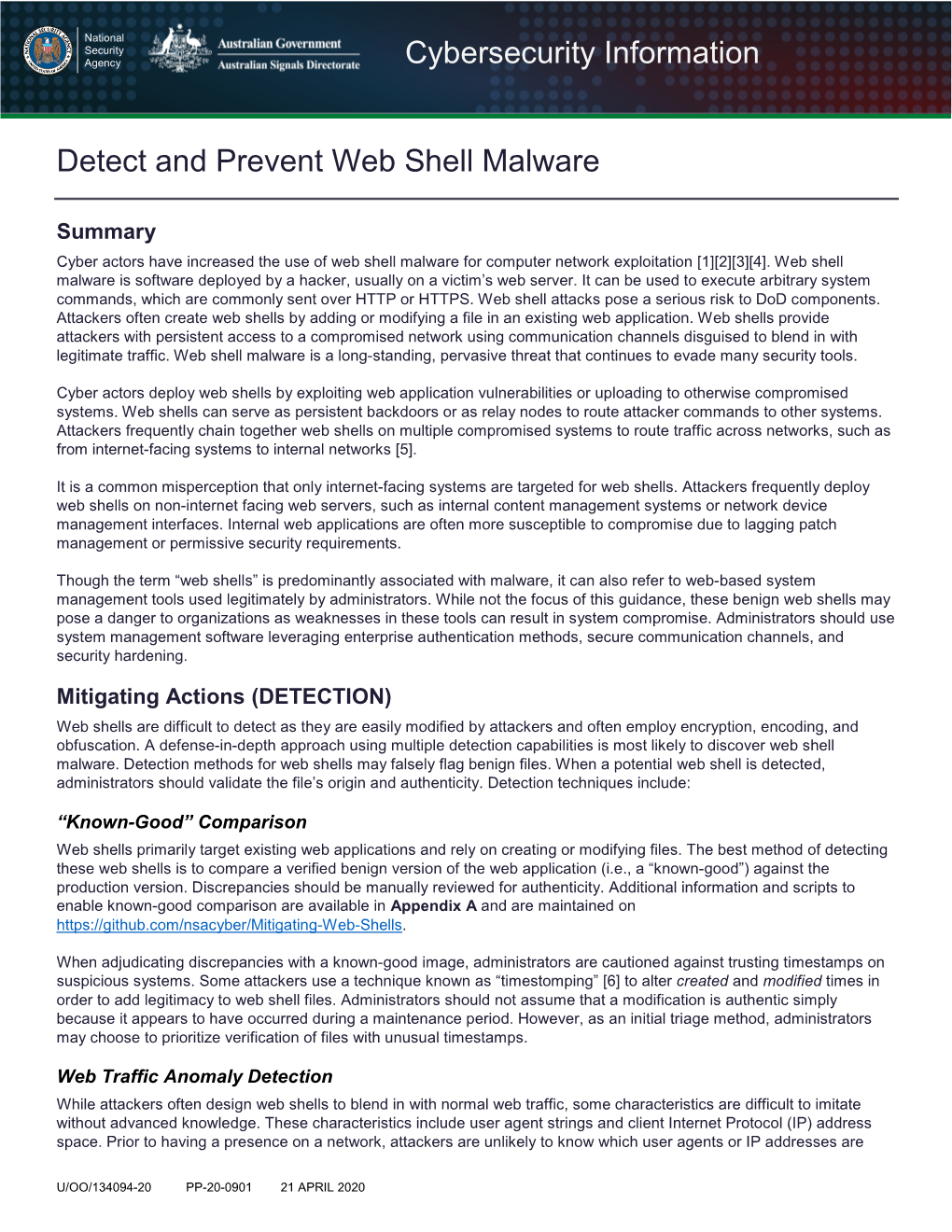 Cybersecurity Information Detect and Prevent Web Shell Malware